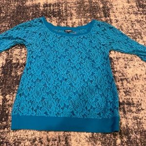 Express medium blue lace top